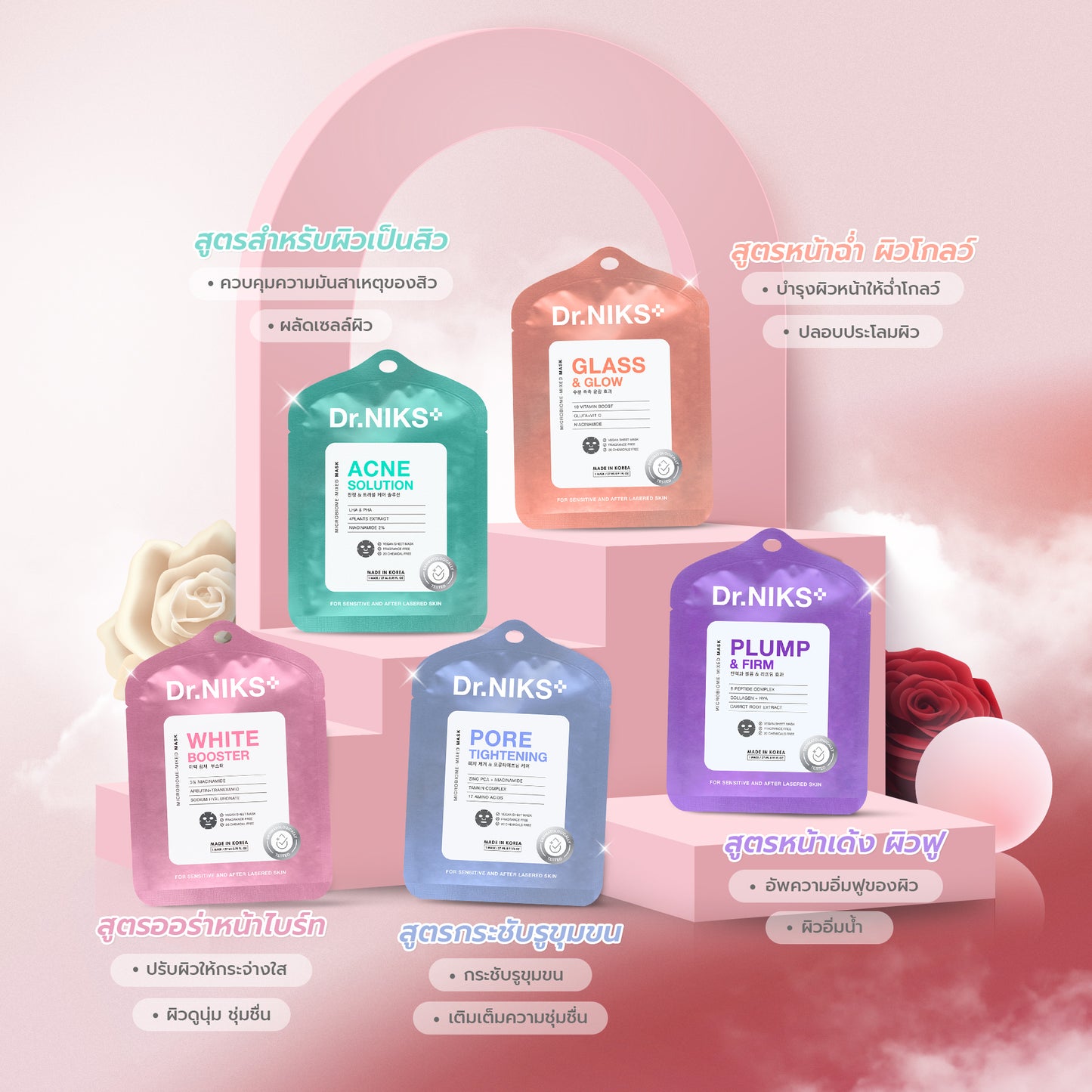 Dr.NIKS White Booster Microbiome-Mixed Mask x 1 Sheet