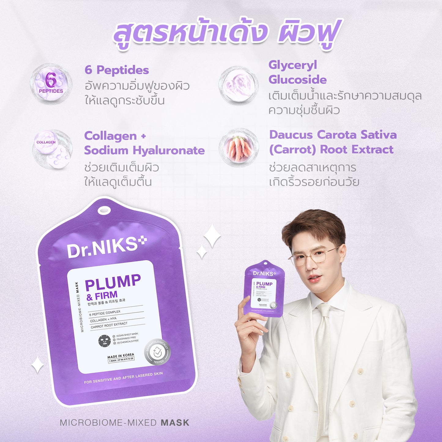 Dr.NIKS Plump & Firm Microbiome-Mixed Mask x 1 Sheet