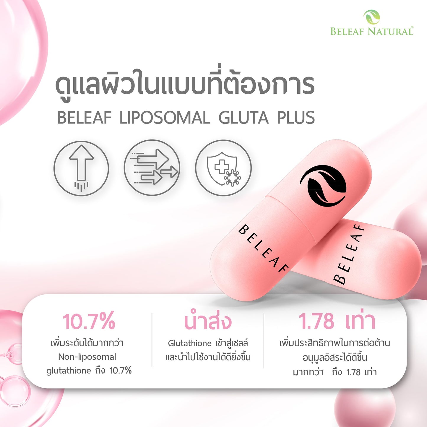 Beleaf Liposomal Gluta Plus 20 Capsules