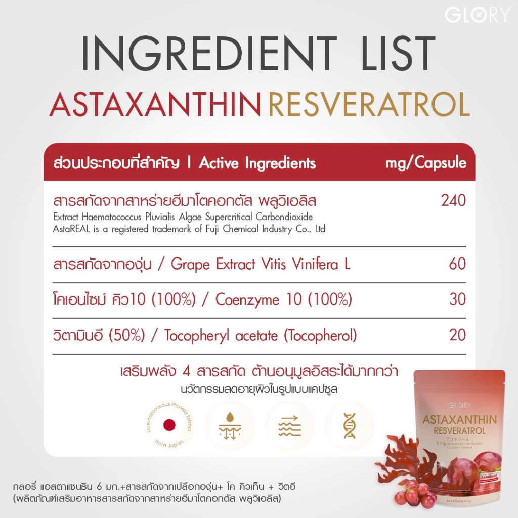 GLORY ASTAXANTHIN 6mg 30 Capsule