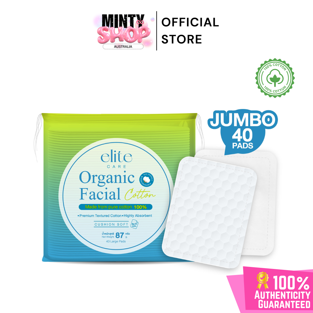 ELITE CARE Organic Facial Cotton Pad – 87 g – 40 Pads (9x11 cm)