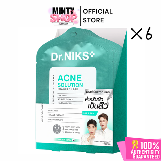 Dr.NIKS Acne Solution Microbiome-Mixed Mask (1 Box x 6 Sheets)