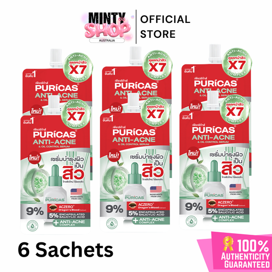 [6 Sachets] Puricas Anti Acne & Oil control Serum 7g