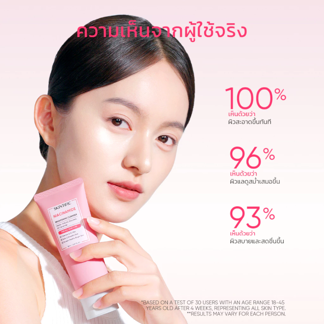 SKINTIFIC Niacinamide  Brightening Cleanser โฟมล้างหน้า 80 ml.