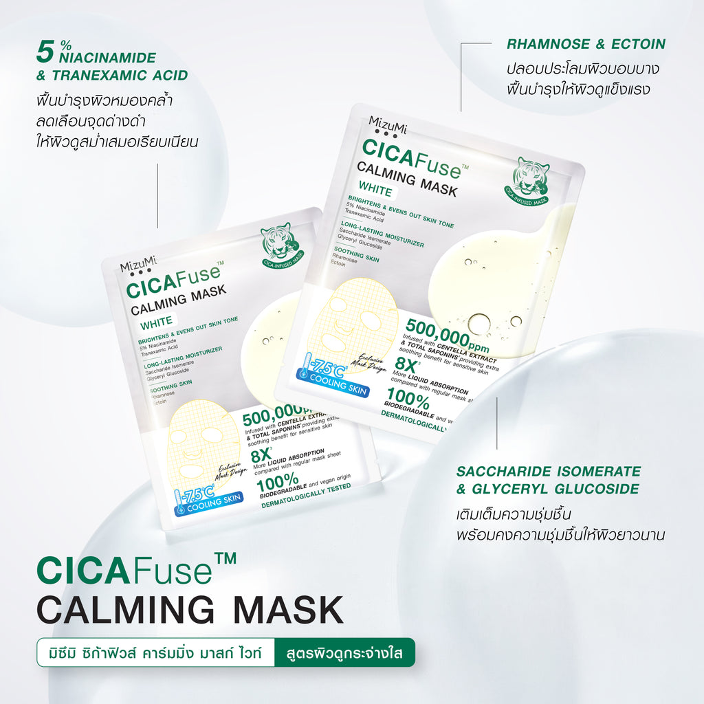 MIZUMI - CICAFuse Calming Mask White (1 Box x 5 Sheet)