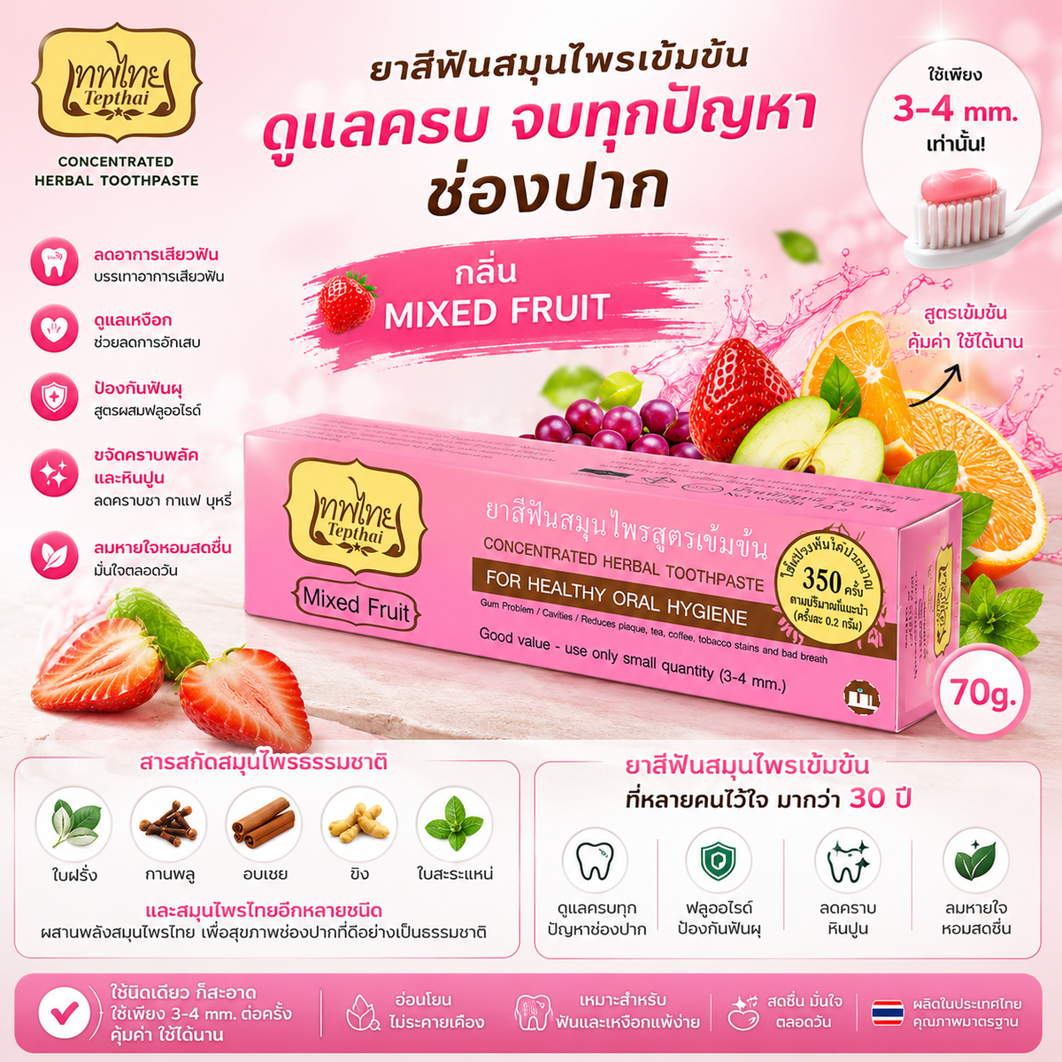 Tepthai Concentrated Herbal Toothpaste 70g