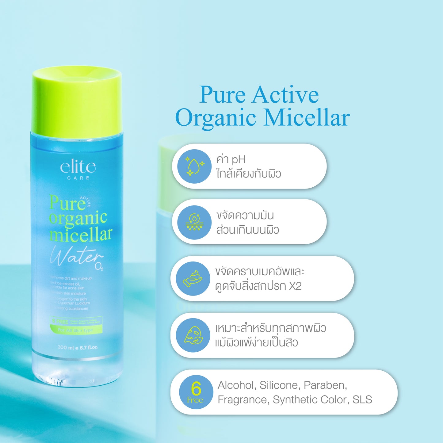 ELITE CARE PURE ACTIVE ORGANIC MICELLAR CLEANSING WATER 200ML