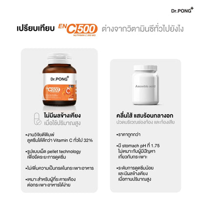 Dr.PONG ENC 500 Nutrimin C 500mg : Vitamin C 30 capsules